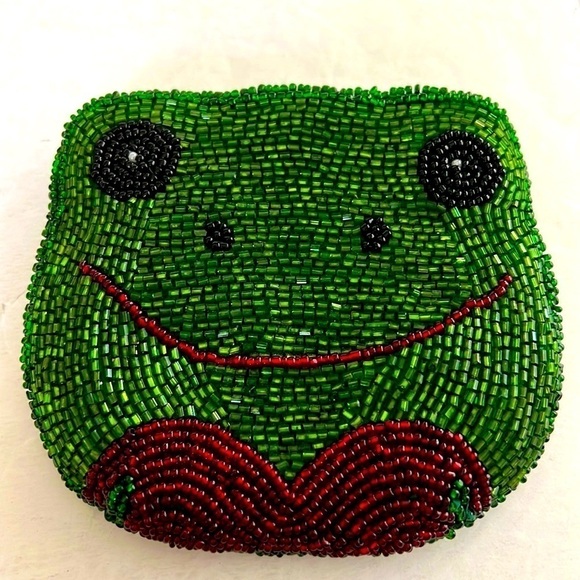 Vintage Beaded Frog Change Purse - Picture 2 of 4